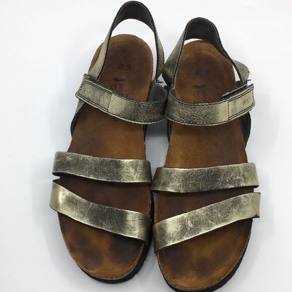 Naot Kayla Sandal Gold Leather Three Strap Adjustable Comfort Shoes US 8 - Picture 3 of 14